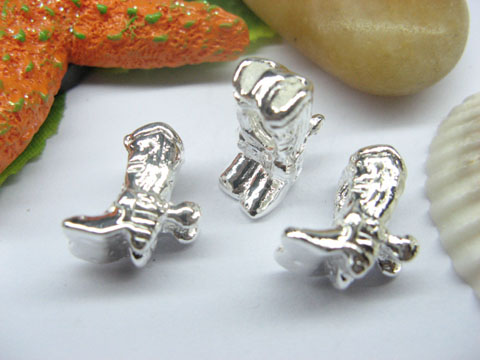 10 Silver Boot Thread European Beads pa-m205 - Click Image to Close