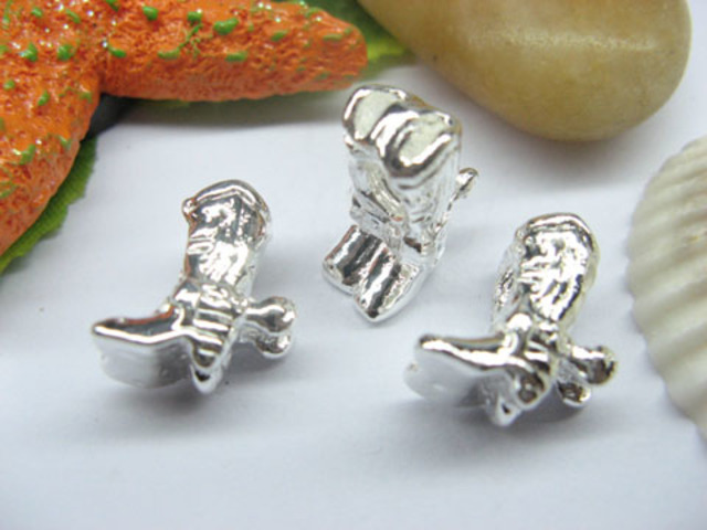 10 Silver Boot Thread European Beads pa-m205 - Click Image to Close