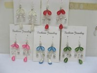 12 Pairs Fashion Silver Dangle Rhinestone Earrings er-m46