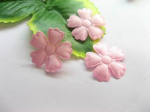 1000 Pink Ribbon Padded Flower Embellishments Trims - Click Image to Close