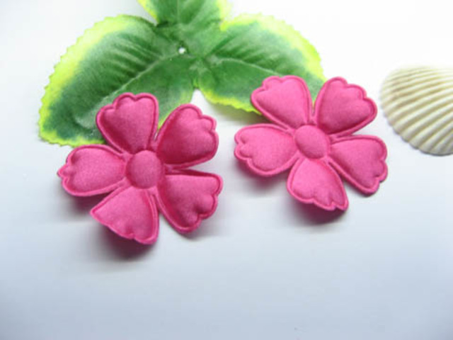 490 Deep Pink Ribbon Padded Flower Embellishments Trims 490 Deep Pink Ribbon Padded Flower Embellishments Trims
