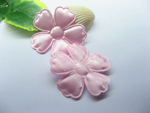 500 Pink Ribbon Padded Flower Embellishments Trims jew-r168 - Click Image to Close