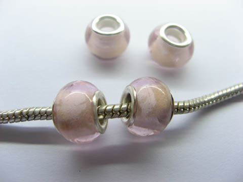 100 Light Pink Glass European Beads pa-g33 - Click Image to Close