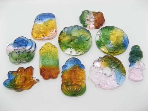 50 Assorted Coloured Glaze Pendants pd-gd-ch1 - Click Image to Close