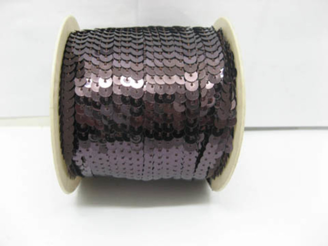 1Roll x 10Yard Brown 6mm Strung Sequin Trim