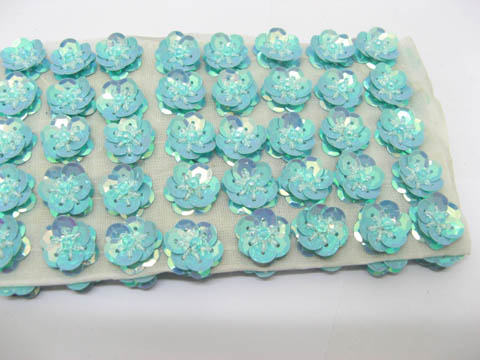 1000 Skyblue Sequin Flower with Beads Crafts Embellishments - Click Image to Close