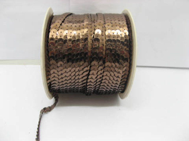 1Rolls x 10Yard Coffee 6mm Strung Sequin Trim
