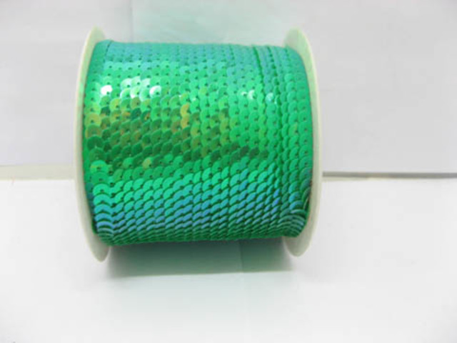1Rolls x 10Yard Green 6mm Strung Sequin Trim
