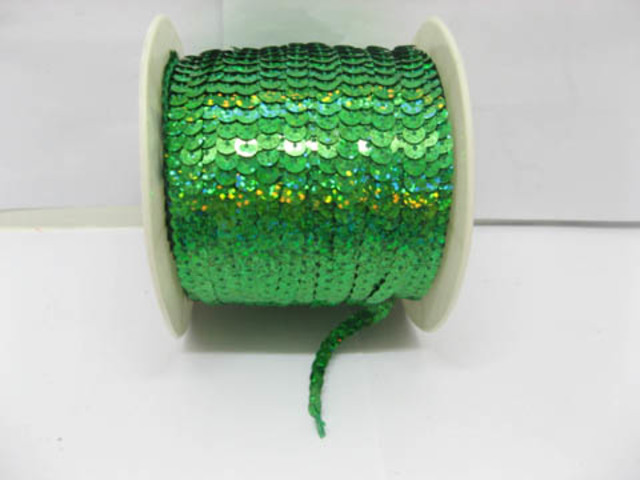 1Roll x 10Yard Cyan 6mm Strung Sequin Trim