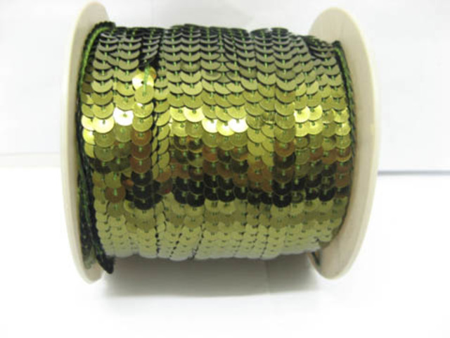 1Roll x 10Yard Olivine 6mm Strung Sequin Trim