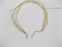 100 Beige Multi-string Waxen&Ribbon with Connecter for Necklace