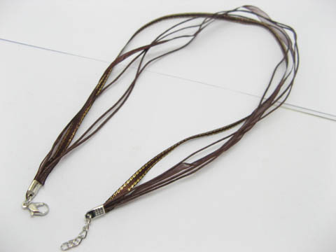100 Coffee Multi-string Waxen&Ribbon with Connecter for Necklace - Click Image to Close