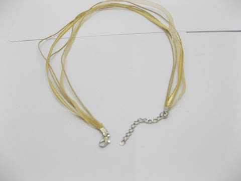 100 Beige Multi-string Waxen&Ribbon with Connecter for Necklace - Click Image to Close