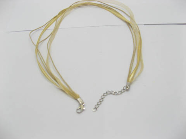 100 Beige Multi-string Waxen&Ribbon with Connecter for Necklace - Click Image to Close