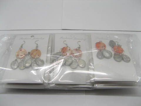 60 Pairs Metal Hook Sea Shell Earrings ch-e95 - Click Image to Close