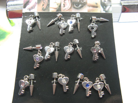 1Sheet X 12pcs Belly Navel Body Piercing with Key Dangle er-b52 - Click Image to Close