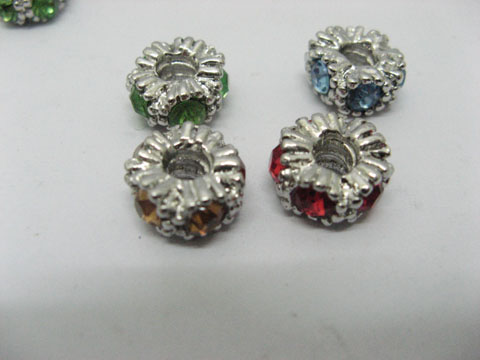 20 Metal Thread European Beads with Rhinestone pa-m250 - Click Image to Close
