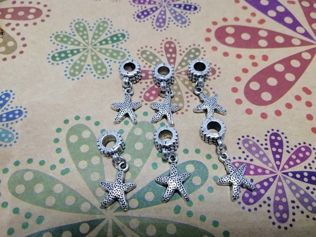 100 Metal European Beads With Star Dangle ac-sp648 100 Metal European Beads With Star Dangle ac-sp648