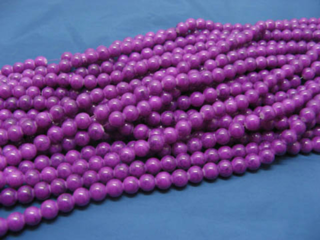 10 Strands Magenta Round Glass Beads 8mm dia be-g576 - Click Image to Close