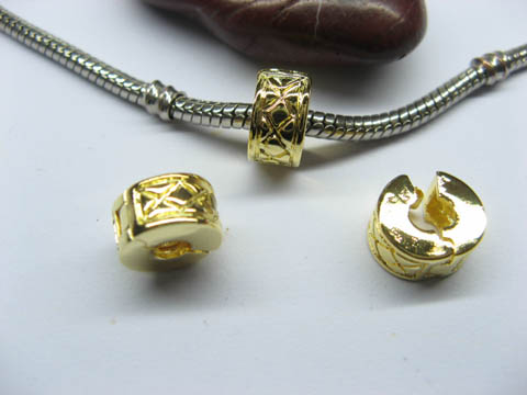 10 Gold Plated European Stopper Beads Clips pa-c26 - Click Image to Close