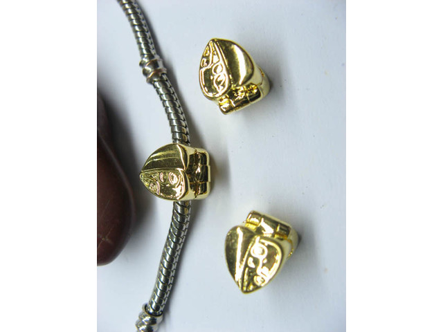 10 Gold Plated Heart European Stopper Beads Clips pa-c30