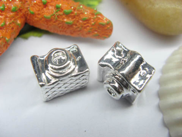 20 Silver Camera Thread European Beads pa-m256 - Click Image to Close