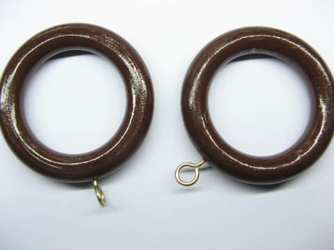20 Coffee Wooden Timber Curtain Ring for Curtain Rod 28# - Click Image to Close