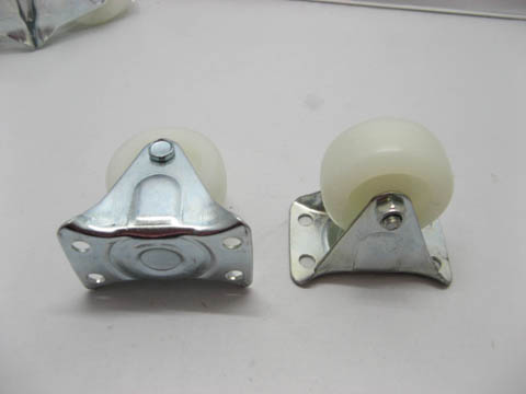 2 New White Straight Fixed Castor Wheels 2.5" - Click Image to Close