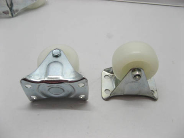 2 New White Straight Fixed Castor Wheels 2.5" 2 New White Straight Fixed Castor Wheels 2.5"