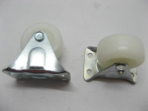 2 New White Straight Fixed Castor Wheels 3" - Click Image to Close