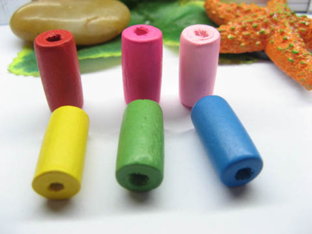(image for) 2000 Bulk Tube Wood Beads Mixed Color 5mm X 8mm
