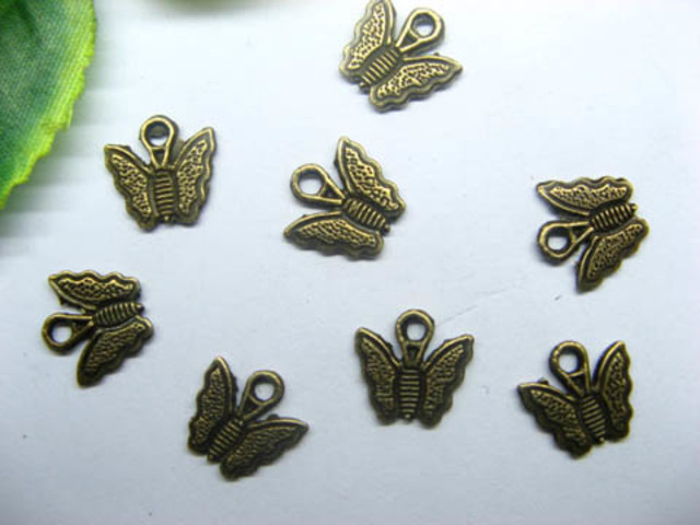 200 Copper Butterfly Pendant Jewelry Charm Finding