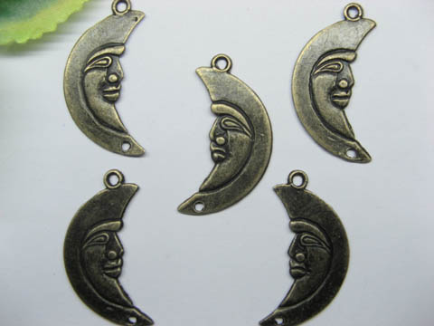 200 Bronze Crescent Moon Pendants Jewellery Finding - Click Image to Close