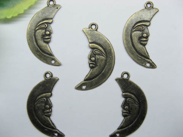 200 Bronze Crescent Moon Pendants Jewellery Finding