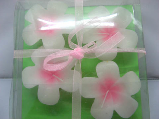 4pkts x 4Pcs Pink Frangipani Candle for Home Decoration - Click Image to Close