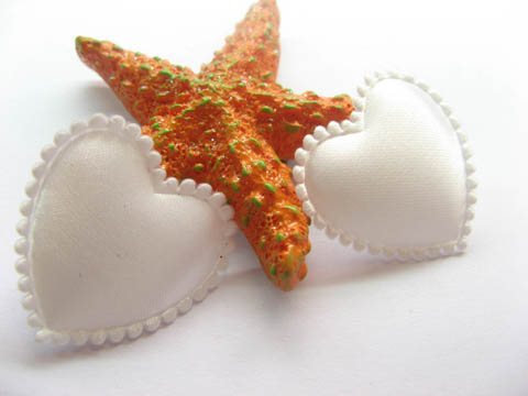 1000 Bulk White Ribbon Padded Heart Embellishments Trims - Click Image to Close