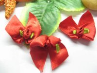 100 Red Handcraft Satin Bowknot Embellishments