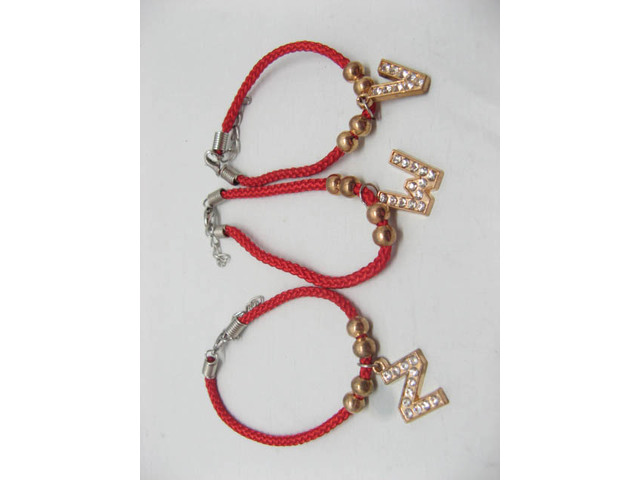 60 Assorted Red Knitted Bracelet w Letter Dangle 60 Assorted Red Knitted Bracelet w Letter Dangle