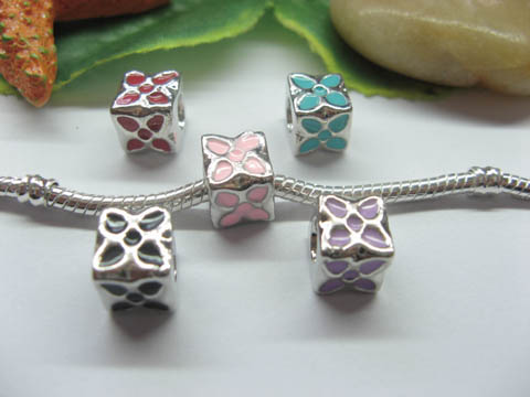 20 Alloy Cube Thread European Beads Charms - Click Image to Close