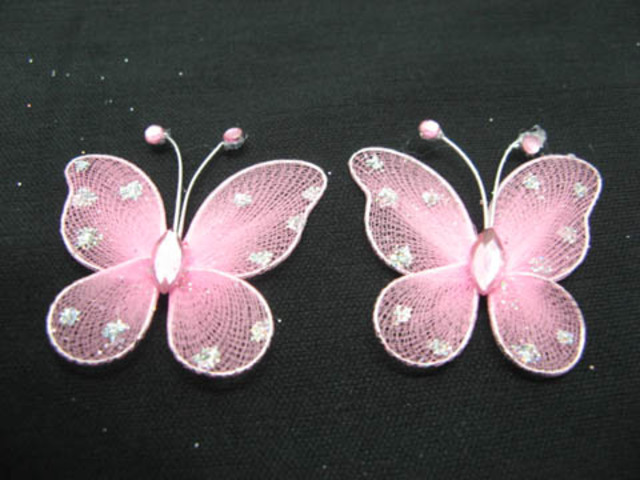 (image for) 100 Pink Butterfly Fairy Wing Crafts Embellishments