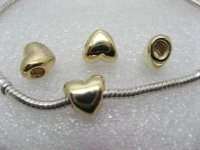 10 Golden Plated Heart Thread European Beads 10 Golden Plated Heart Thread European Beads