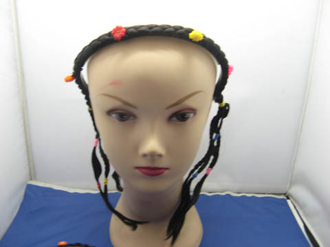 10 New Child Costume Black Wig Headband Wig Braided Hairband - Click Image to Close
