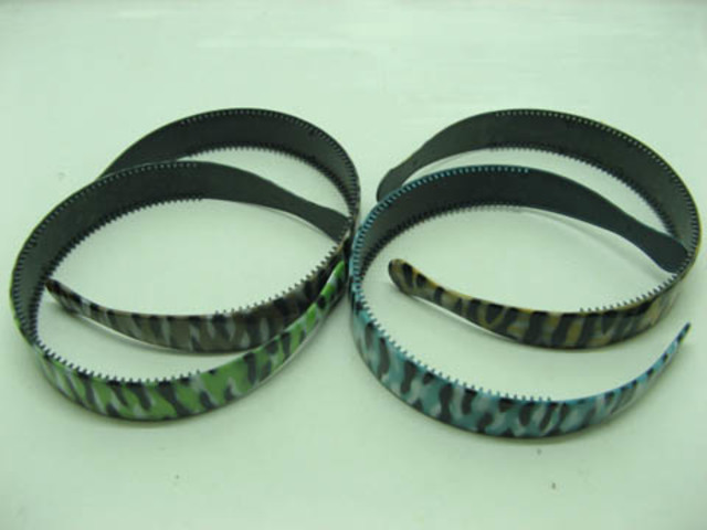 12 New Leopard Plastic Hairbands Mixed Color - Click Image to Close