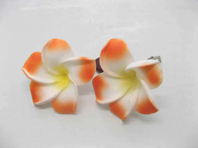 50 New Orange&Yellow Fabulous Foam Frangipani Flower 8x3.5cm - Click Image to Close