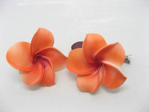 50 New Orange Fabulous Foam Frangipani Flower 8x3.5cm - Click Image to Close
