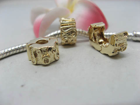 10 New Golden Plated European Stopper Beads Clips pa-c40 - Click Image to Close