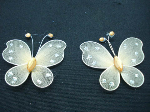 100 Orange Glitter Butterfly Fairy Wing Charms Pendants - Click Image to Close