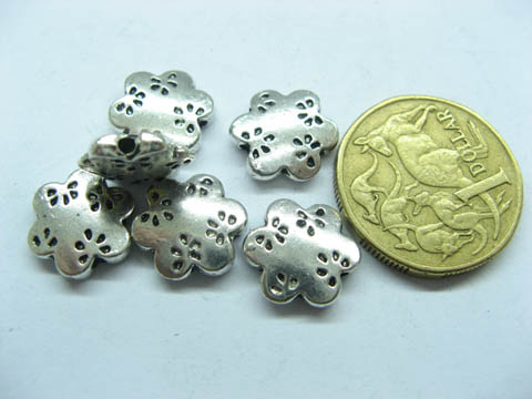 100 Tibetan Silver Plum Blossom Bali Style Spacer Beads 13mm - Click Image to Close