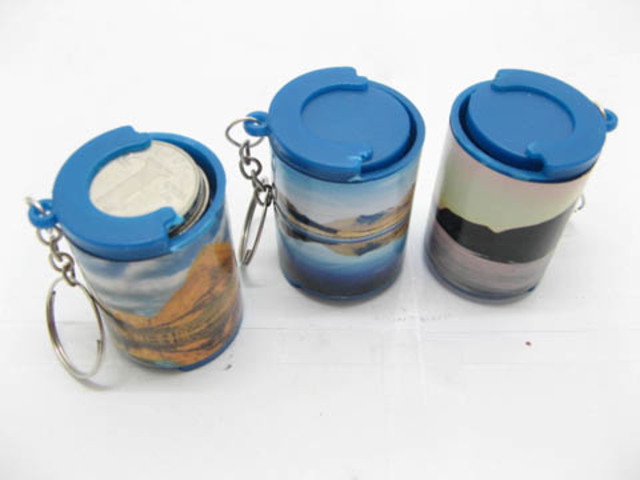 20 Assorted Plastic Barrel Coin Bank Key Ring 20 Assorted Plastic Barrel Coin Bank Key Ring
