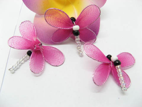 100 Deep Pink Dragonfly Crafts Embellishments - Click Image to Close